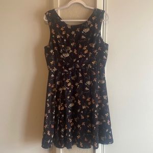 Navy blue sleeveless with flower pattern